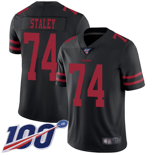 San Francisco 49ers Limited Black Men Joe Staley Alternate NFL Jersey 74 100th Season Vapor Untouchable